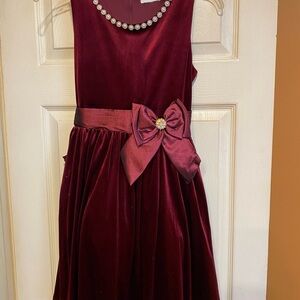 Elegant Burgundy Kids Dress with Bow Accent